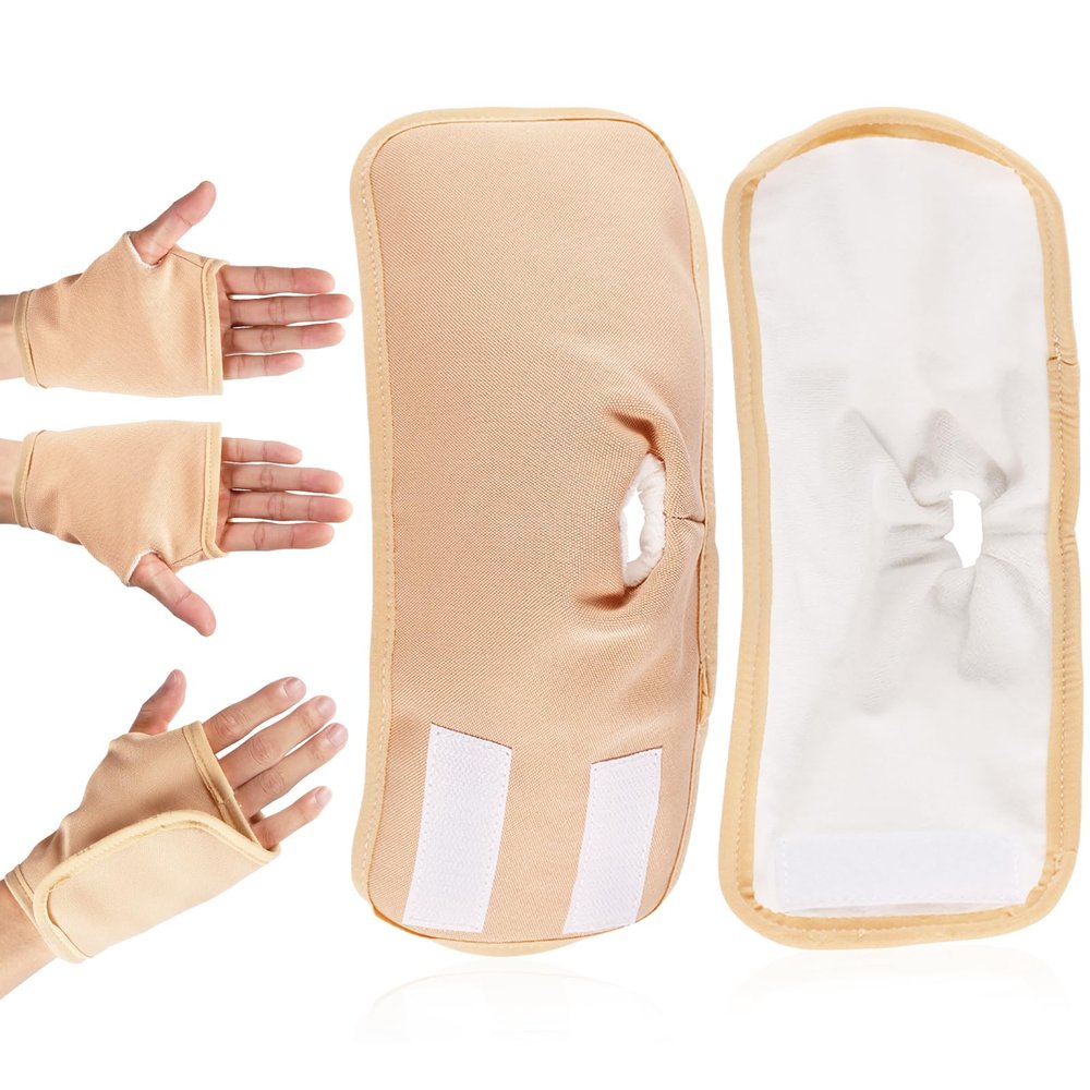 2pcs Castor Oil Packs for Hands, Reusable Hand Castor Oil Wrap Adjustable Castor Oil Pads Prevent Leakage (Khaki)