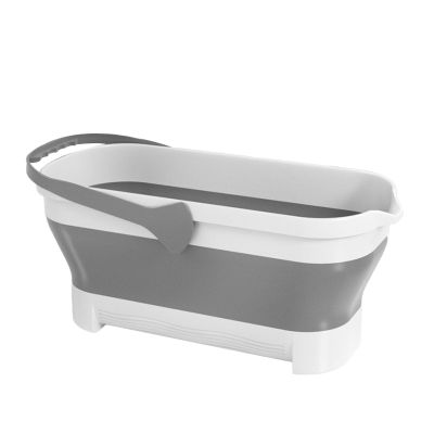 Collapsible Bucket 12L (3.17 Gallon) Bucket for Cleaning Mop,Collapsible Plastic Bucket with Wheels Suitable for House Cleaning, RVing and Camping (Color : Gray)