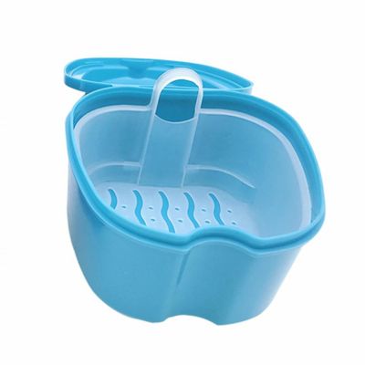 TAORANJU Denture Case, Denture Retainer Case Denture Cup with Strainer Basket, False Teeth Storage Soak Container Denture Bath Box for Travel Cleaning