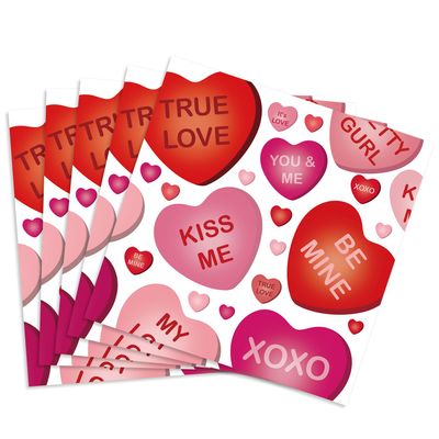 Quera 50 Pack Heart Paper Napkins Conversation Red Pink 6.5 x 6.5" White Disposable Napkins Beverage Napkins Decorative Table Napkin for Dinner Wedding Holiday Decor Party Supplies