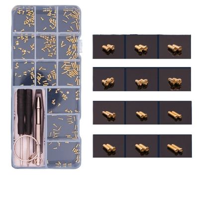 500pcs Sunglasses Eyeglasses Repair Kit, Tiny Metal Screws with Screwdriver Tweezers and Nose Pads Glasses Repair Tool Kit(Gold Cross Screws)