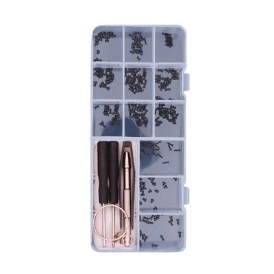 500pcs Sunglasses Eyeglasses Repair Kit, Tiny Metal Screws with Screwdriver Tweezers and Nose Pads Glasses Repair Tool Kit(Black Slotted Screws)