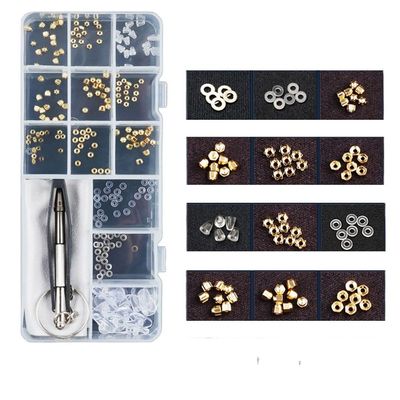 500pcs Sunglasses Eyeglasses Repair Kit, Tiny Metal Screws with Screwdriver Tweezers and Nose Pads Glasses Repair Tool Kit(Gold Screw Nuts)