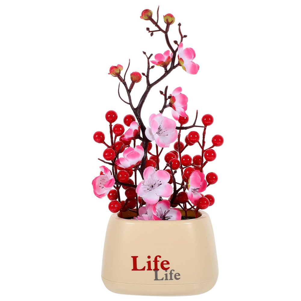ABOOFAN Artificial Bonsai Plant Chinese New Year Bonsai with Red Berries Spring Festival Red Bonsai Tree Feng Shui Money Tree Tree for Wealth and Good Luck Chinese New Year Decoration