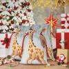 RLDOBOFE Cute giraffe print Christmas Gift Bag Christmas Drawstring Bag Reusable Gift Wrapping Goody Gift Bags with Gift Tag Present Storage Bag for Christmas Thanksgiving Wedding Party view 1