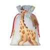 RLDOBOFE Cute giraffe print Christmas Gift Bag Christmas Drawstring Bag Reusable Gift Wrapping Goody Gift Bags with Gift Tag Present Storage Bag for Christmas Thanksgiving Wedding Party view 2