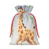 RLDOBOFE Cute giraffe print Christmas Gift Bag Christmas Drawstring Bag Reusable Gift Wrapping Goody Gift Bags with Gift Tag Present Storage Bag for Christmas Thanksgiving Wedding Party view 3