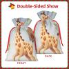 RLDOBOFE Cute giraffe print Christmas Gift Bag Christmas Drawstring Bag Reusable Gift Wrapping Goody Gift Bags with Gift Tag Present Storage Bag for Christmas Thanksgiving Wedding Party view 4