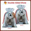 Cool Animal White Polar Bear print Christmas Gift Bag Christmas Drawstring Bag Reusable Gift Wrapping Goody Gift Bags with Gift Tag Present Storage Bag for Christmas Thanksgiving Wedding Party view 4