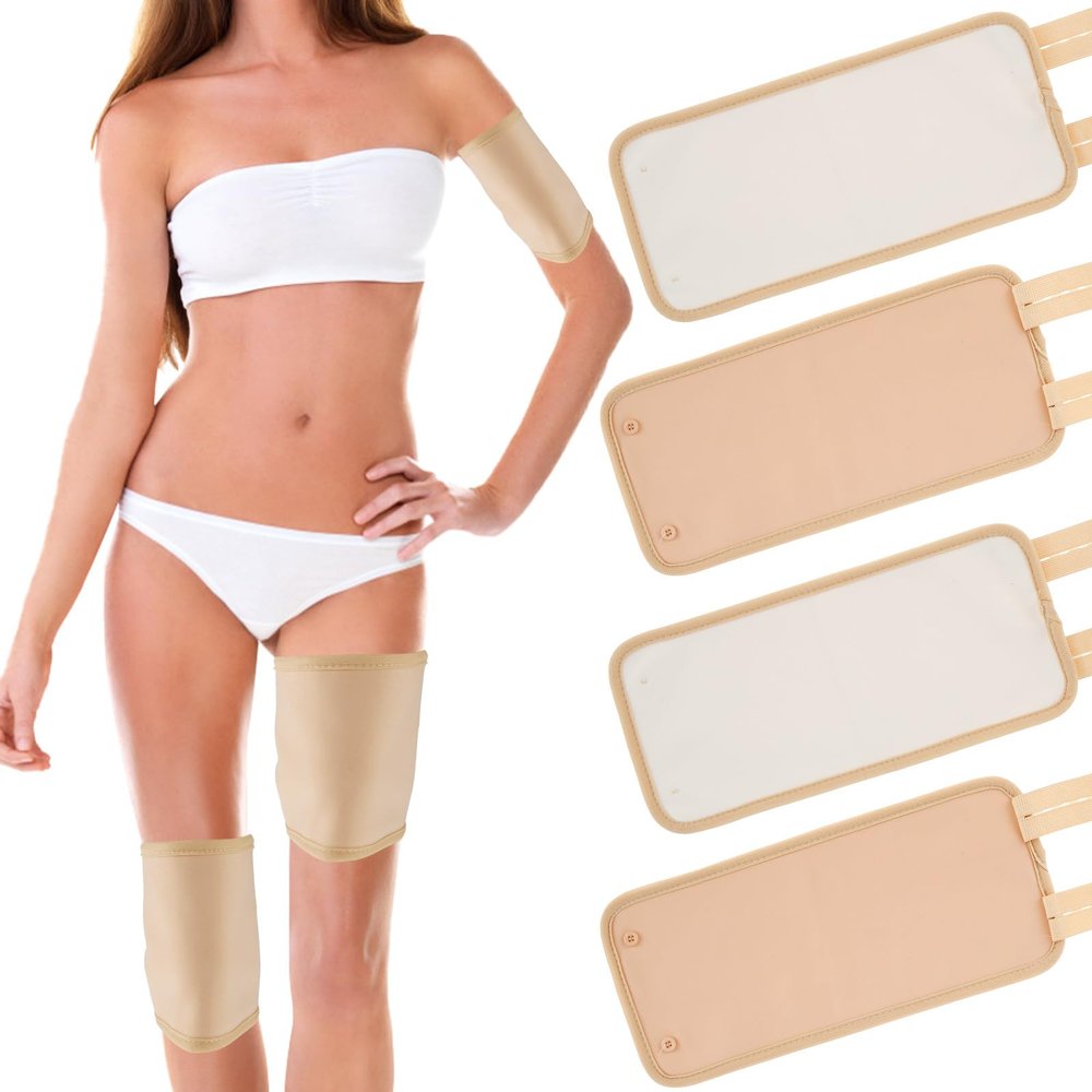 4 Pcs Wrap for Legs Knees Calf Arm Ankle Elbows Feet, Reusable Organic Cotton Oil Compress Pads with Adjustable Elastic Strap, Soft Comfortable Essential Oil Wrap
