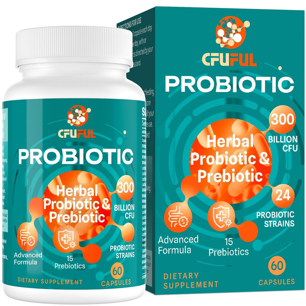 Probiotics for Women & Men - 300 Billion CFU, 24 Strains Probiotic + 15 Organic Herbs Prebiotics Blend, for Overall Digestive Gut Health, Immune, Constipation & Bloating, Shelf Stable - 2 Month Supply