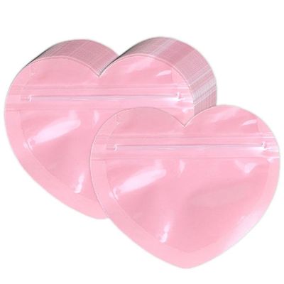 50Pcs Cellophane Cello Bag Heart Plastic Bags For Jewelry Packaging Valentines Day Sealing Cookie Bags Zipper Lock Pouch Heart Shaped Jewelry Bags Elegant Jewelry Packaging long-lasting Plastic Bags