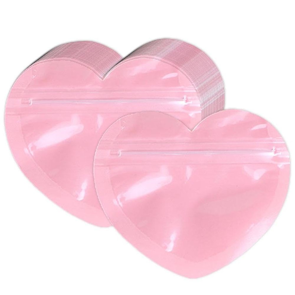 50Pcs Cellophane Cello Bag Heart Plastic Bags For Jewelry Packaging Valentines Day Sealing Cookie Bags Zipper Lock Pouch Heart Shaped Jewelry Bags Elegant Jewelry Packaging long-lasting Plastic Bags