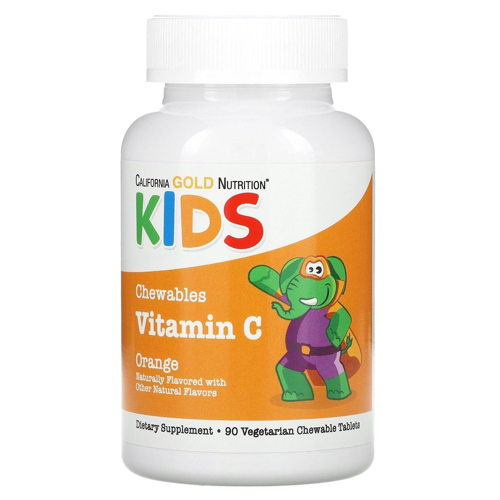 California Gold Nutrition Chewable Vitamin C with Bioflavonoid Complex for Children, Orange, 90 Vegetarian Tablets