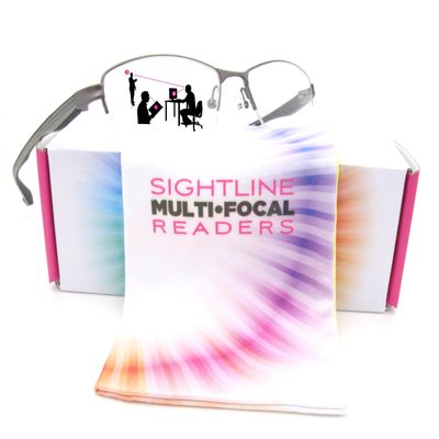 Sightline T611 Progressive Multifocus Reading Glasses For Men and Women Lightweight XL Wide Fit Premium Frame Grey 3.00