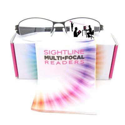 Sightline T611 Progressive Multifocus Reading Glasses For Men and Women Lightweight XL Wide Fit Premium Frame Blue 1.00