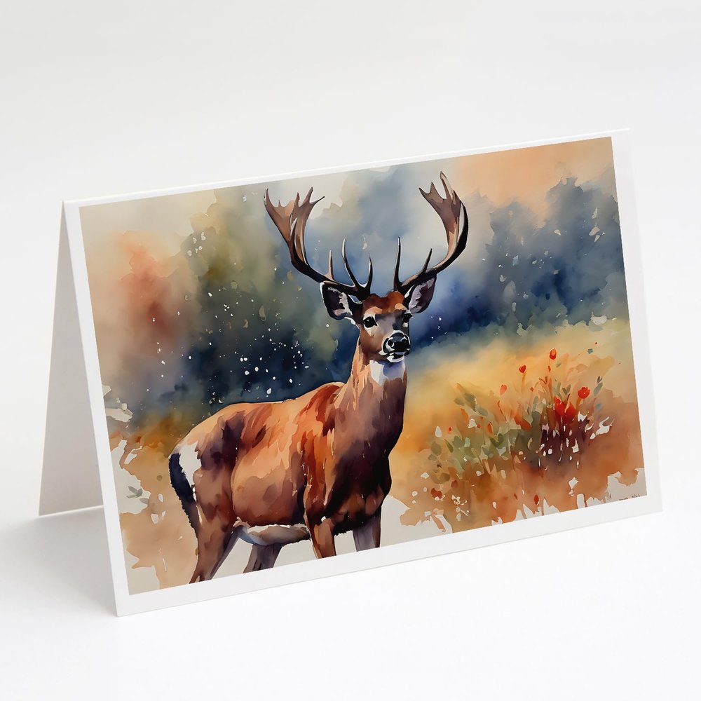 Caroline's Treasures DAC2901GCA7P Deer Greeting Cards Pack of 8 Blank Cards with Envelopes Whimsical A7 Size 5x7 Blank Note Cards