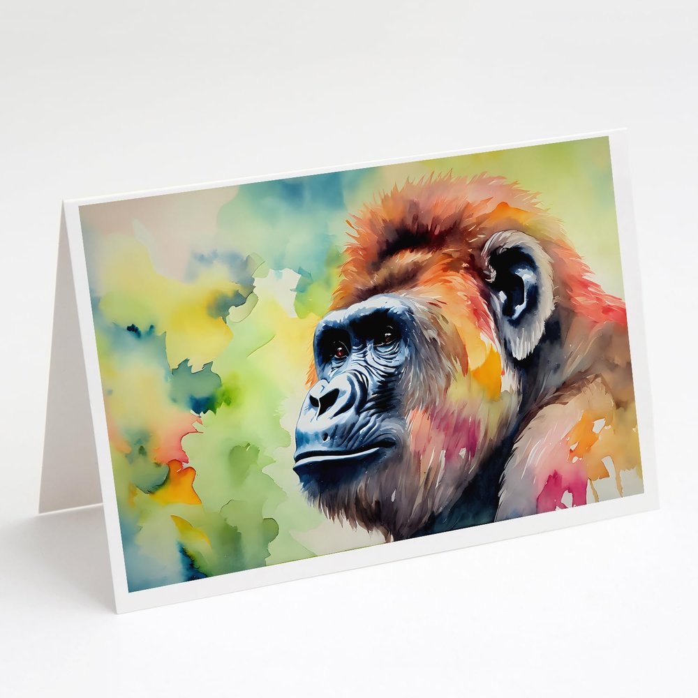Caroline's Treasures DAC2917GCA7P Gorilla Greeting Cards Pack of 8 Blank Cards with Envelopes Whimsical A7 Size 5x7 Blank Note Cards