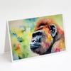Caroline's Treasures DAC2917GCA7P Gorilla Greeting Cards Pack of 8 Blank Cards with Envelopes Whimsical A7 Size 5x7 Blank Note Cards view 1