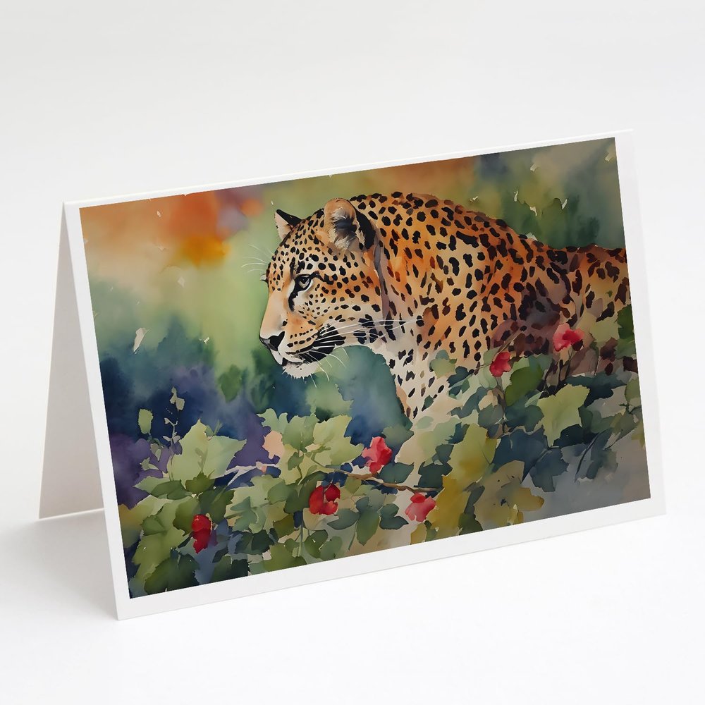 Caroline's Treasures DAC2945GCA7P Leopard Greeting Cards Pack of 8 Blank Cards with Envelopes Whimsical A7 Size 5x7 Blank Note Cards