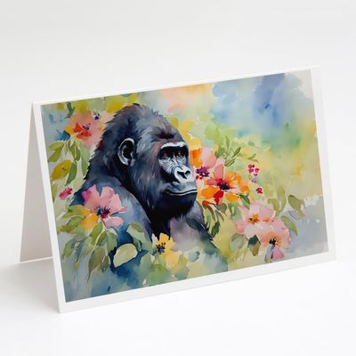 Caroline's Treasures DAC2921GCA7P Gorilla Greeting Cards Pack of 8 Blank Cards with Envelopes Whimsical A7 Size 5x7 Blank Note Cards