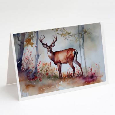 Caroline's Treasures DAC2900GCA7P Deer Greeting Cards Pack of 8 Blank Cards with Envelopes Whimsical A7 Size 5x7 Blank Note Cards