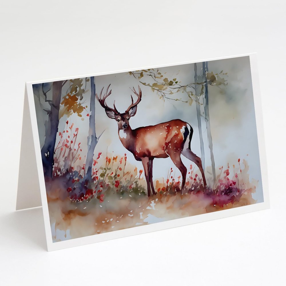 Caroline's Treasures DAC2900GCA7P Deer Greeting Cards Pack of 8 Blank Cards with Envelopes Whimsical A7 Size 5x7 Blank Note Cards