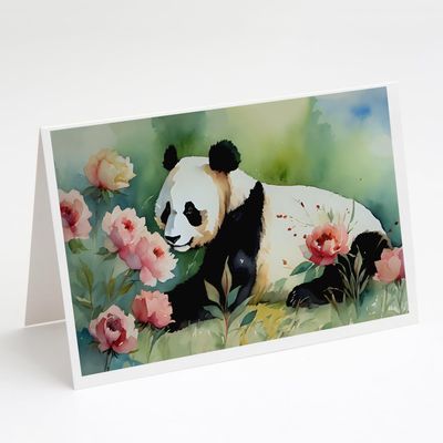 Caroline's Treasures DAC2971GCA7P Panda Greeting Cards Pack of 8 Blank Cards with Envelopes Whimsical A7 Size 5x7 Blank Note Cards