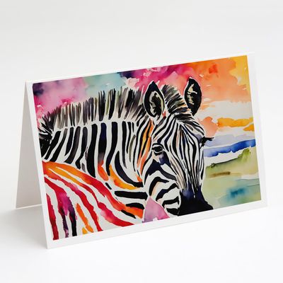 Caroline's Treasures DAC3015GCA7P Zebra Greeting Cards Pack of 8 Blank Cards with Envelopes Whimsical A7 Size 5x7 Blank Note Cards