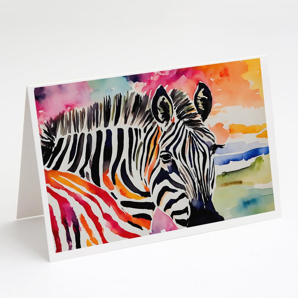 Caroline's Treasures DAC3015GCA7P Zebra Greeting Cards Pack of 8 Blank Cards with Envelopes Whimsical A7 Size 5x7 Blank Note Cards