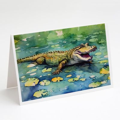 Caroline's Treasures DAC2866GCA7P Alligator Greeting Cards Pack of 8 Blank Cards with Envelopes Whimsical A7 Size 5x7 Blank Note Cards