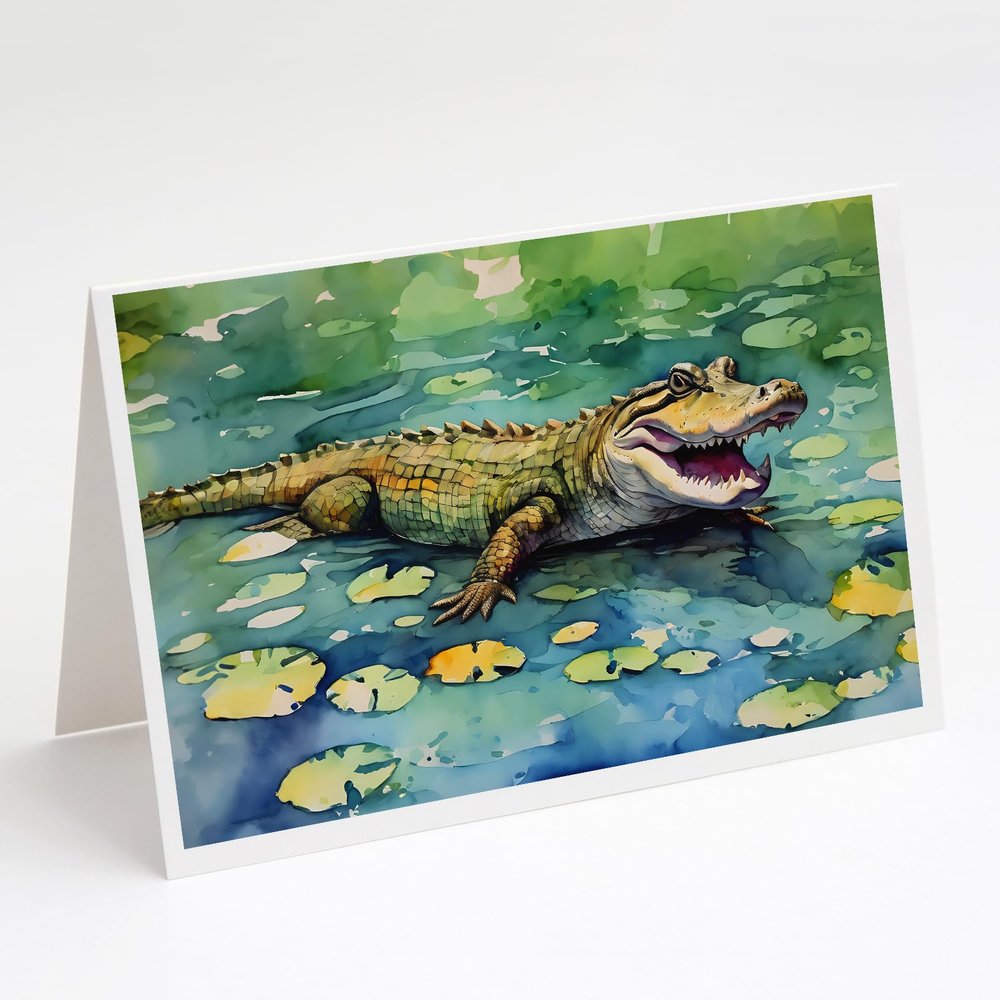 Caroline's Treasures DAC2866GCA7P Alligator Greeting Cards Pack of 8 Blank Cards with Envelopes Whimsical A7 Size 5x7 Blank Note Cards