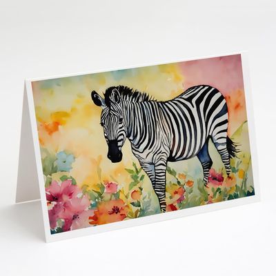 Caroline's Treasures DAC3017GCA7P Zebra Greeting Cards Pack of 8 Blank Cards with Envelopes Whimsical A7 Size 5x7 Blank Note Cards