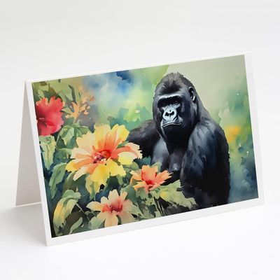 Caroline's Treasures DAC2922GCA7P Gorilla Greeting Cards Pack of 8 Blank Cards with Envelopes Whimsical A7 Size 5x7 Blank Note Cards