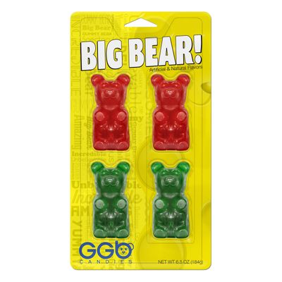 Big Bear! - 4-Pack of Gummy Bears from GGB Candies (Cherry/Sour Apple)
