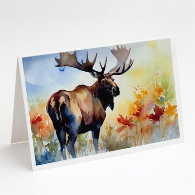 Caroline's Treasures DAC2962GCA7P Moose Greeting Cards Pack of 8 Blank Cards with Envelopes Whimsical A7 Size 5x7 Blank Note Cards