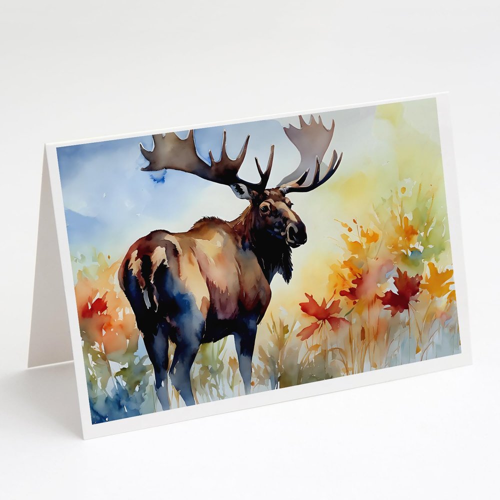 Caroline's Treasures DAC2962GCA7P Moose Greeting Cards Pack of 8 Blank Cards with Envelopes Whimsical A7 Size 5x7 Blank Note Cards