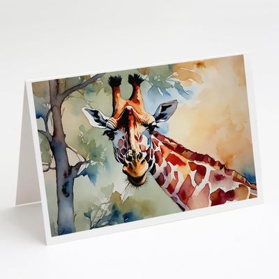 Caroline's Treasures DAC2914GCA7P Giraffe Greeting Cards Pack of 8 Blank Cards with Envelopes Whimsical A7 Size 5x7 Blank Note Cards