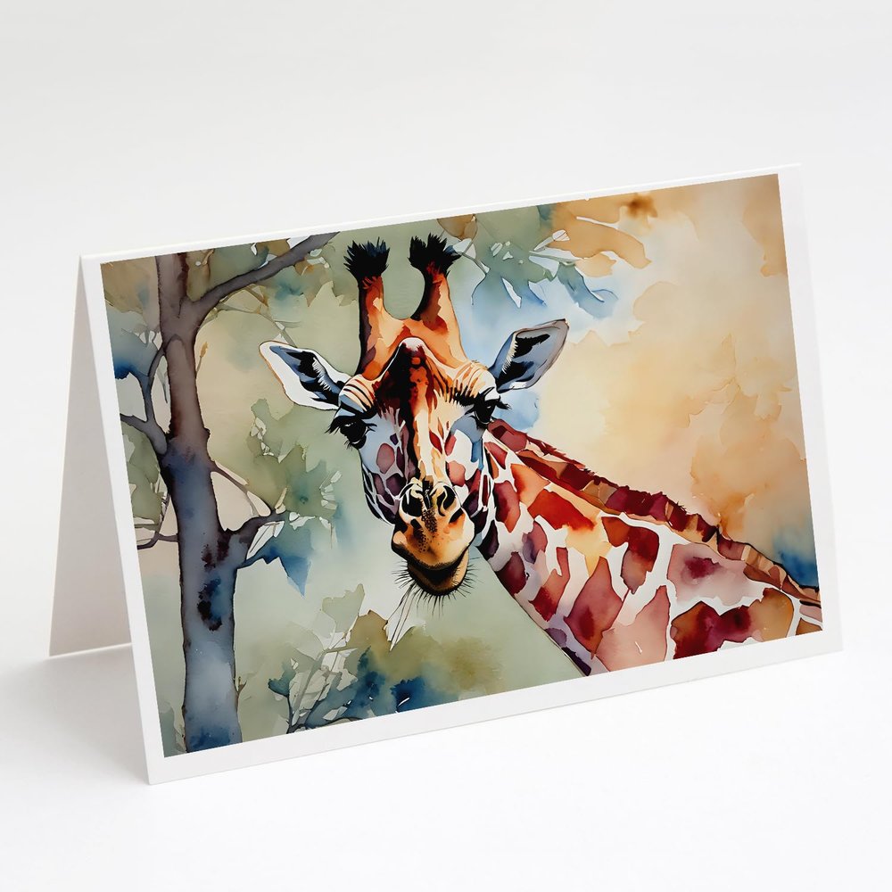 Caroline's Treasures DAC2914GCA7P Giraffe Greeting Cards Pack of 8 Blank Cards with Envelopes Whimsical A7 Size 5x7 Blank Note Cards