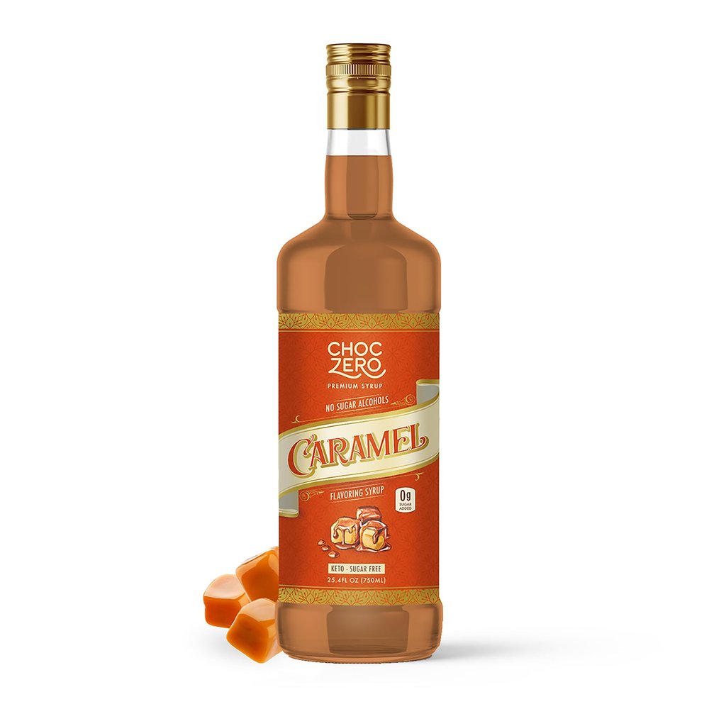 ChocZero Sugar Free Caramel Syrup for Coffee - Keto Flavoring Syrups - Low Calorie Simple Syrup for Flavored Drinks  25.4 Fluid Ounces