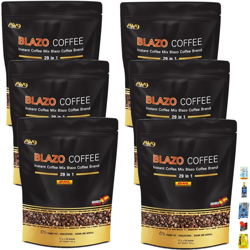SHIPPING BY DHL 29in1 Blazo Coffee Instant Coffee Premium Arabica Non-Fat Sugar-Free 0% Snack. Set 6 Pcs No0614289956 By Beautygoodshop [Get Free For You Beauty Gifts]