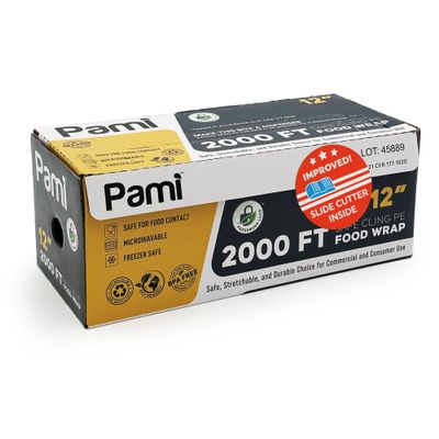 PAMI Clear Plastic Wrap for Food 12" X 2000ft, Bpa-Free Restaurant Plastic Wrap with Dispenser Box for Home and Commercial Food Wrap
