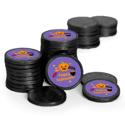 80 Pcs Halloween Candy Party Favors Chocolate Coins - Black Foil - Pumpkin & Bats