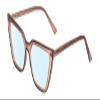 Calabria Gotham Chic 84 Triangle Blue Light Glasses +3.50 Tan Brown Crystal Black Women Cateye Eyeglass Readers w/Hard Case view 1
