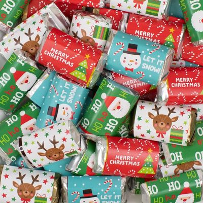 136 Pcs Christmas Candy Party Favors Miniatures Chocolate - No Assembly Required - Santa, Reindeer & Snowman