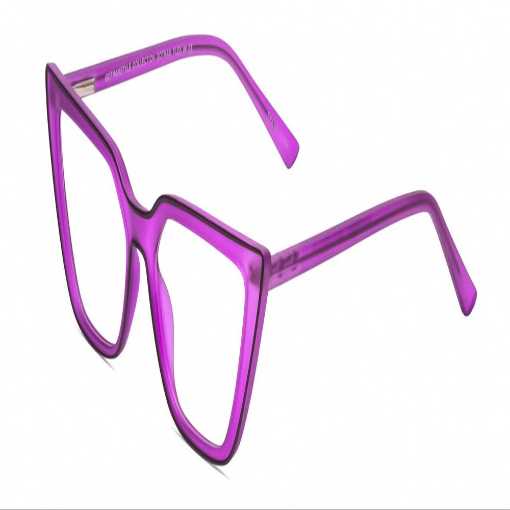 Calabria Gotham Chic 84 Triangle Reading Glasses +0.25 Purple Crystal Black Women Cateye Eyeglass Trendy Reader w/Hard Case