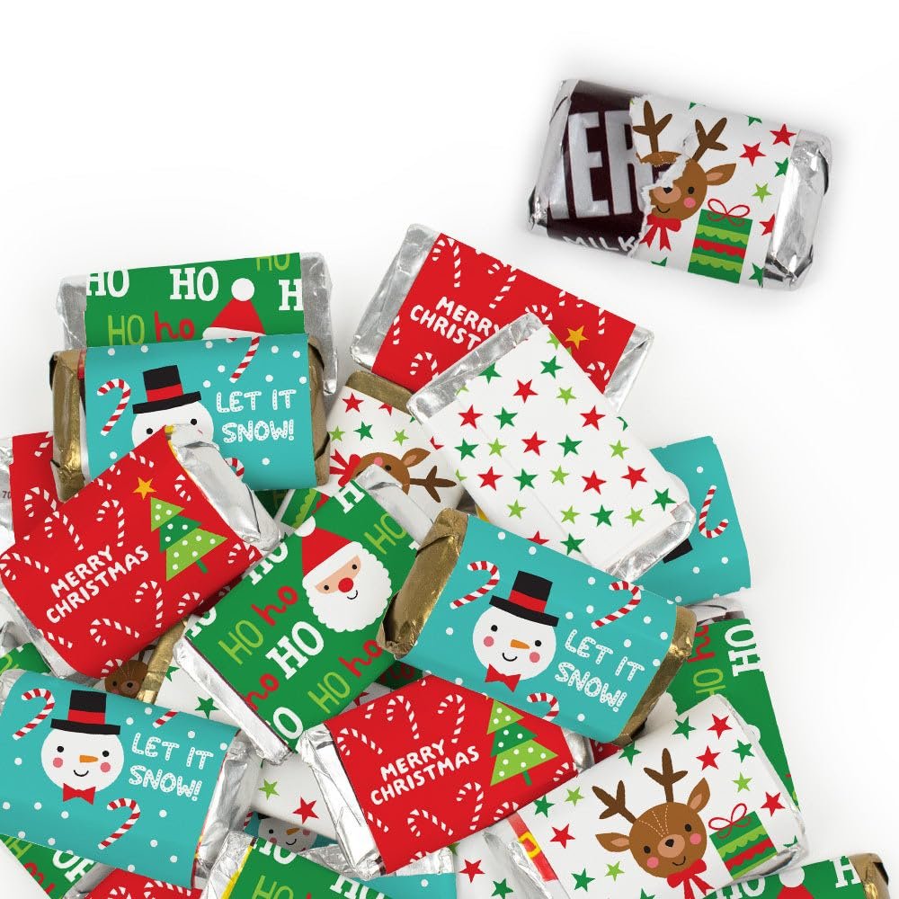 76 Pcs Christmas Candy Party Favors Miniatures Chocolate - No Assembly Required - Santa, Reindeer & Snowman