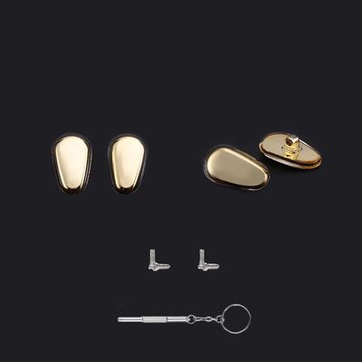 2 Pairs Eyeglass Nose Pads Sunglasses Eyewear Pieces Silicone and Plastic Inner Core Glasses Screws Micro Screwdrivers Repair Kits (Gold)