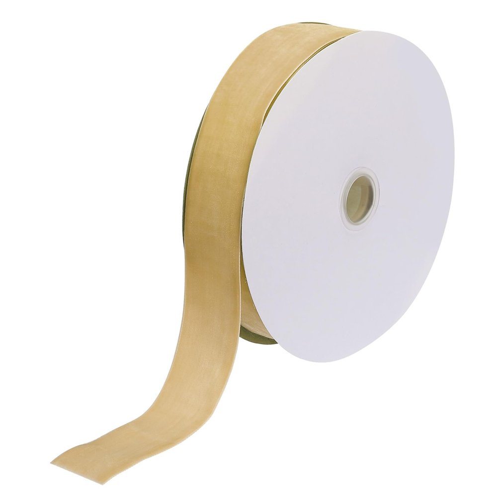 MECCANIXITY Velvet Ribbon 1 1/2 Inch x 10 Yard Single Face Spool Silky Velvet Fabric for Bouquets DIY Crafts Gift Wrapping Wedding Party Khaki