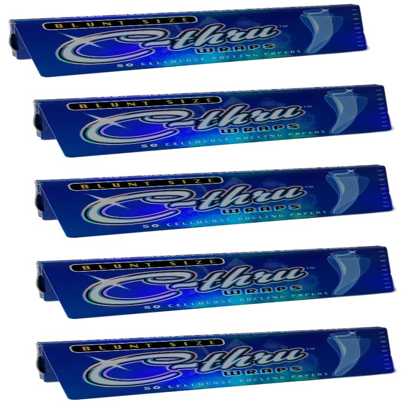 C-thru Clear Rolling Papers King Size Slim (110mm) - 5 Pack - 250 Leaves total incl. Frugal Smoker Sticker